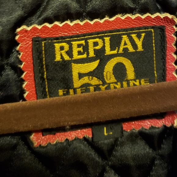Vintage Replay 59 Red & Tan Leather Jacket - Picture 2 of 4